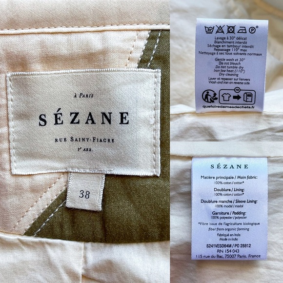 Sézane Farel Quilted Jacket Hera Print Pink Olive US 6 EUC - Picture 5 of 9